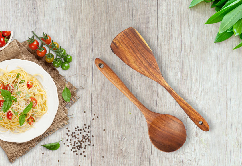 flat frying spatula and serving spoon