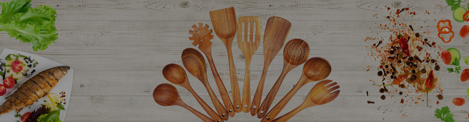 Pack of 10 Premium Teak Wooden Spoons